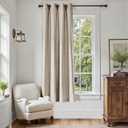 jinchan Linen Textured Curtain 72 Inch Long for Living Room Light Filtering Thermal Insulated Grommet Top Window Drape for Bedroom 52" W x 72" L Greyish Beige 1 Panel