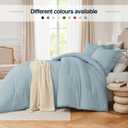Quataly Oversized Queen Comforter Set Mist Blue,Extra Length Fit for Thick Mattresses,3PCS Seersucker Bedding Comforter for All Season, Oversized Queen Size(98''98'' Comforter & 2 Pillowcases)