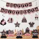 40th Birthday Decorations - 12 PCS Rose Gold Happy 40th Birthday Banner 40th Hanging Swirls Streamers Surprise 1986 Honeycomb Centerpieces Table Decorations for Birthday Party Supplies Favors