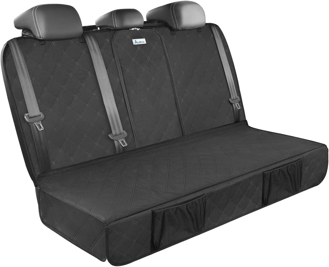ALLANSING Upgraded 900D Heavy Duty Dog Back Bench Seat Cover, Car Seat Protector, 3 Seatbelts & Armrest Compatible, Waterproof Nonslip Pet Backseat Cover for Dogs & Kids, Fits Large SUVs & Trucks (56"W)