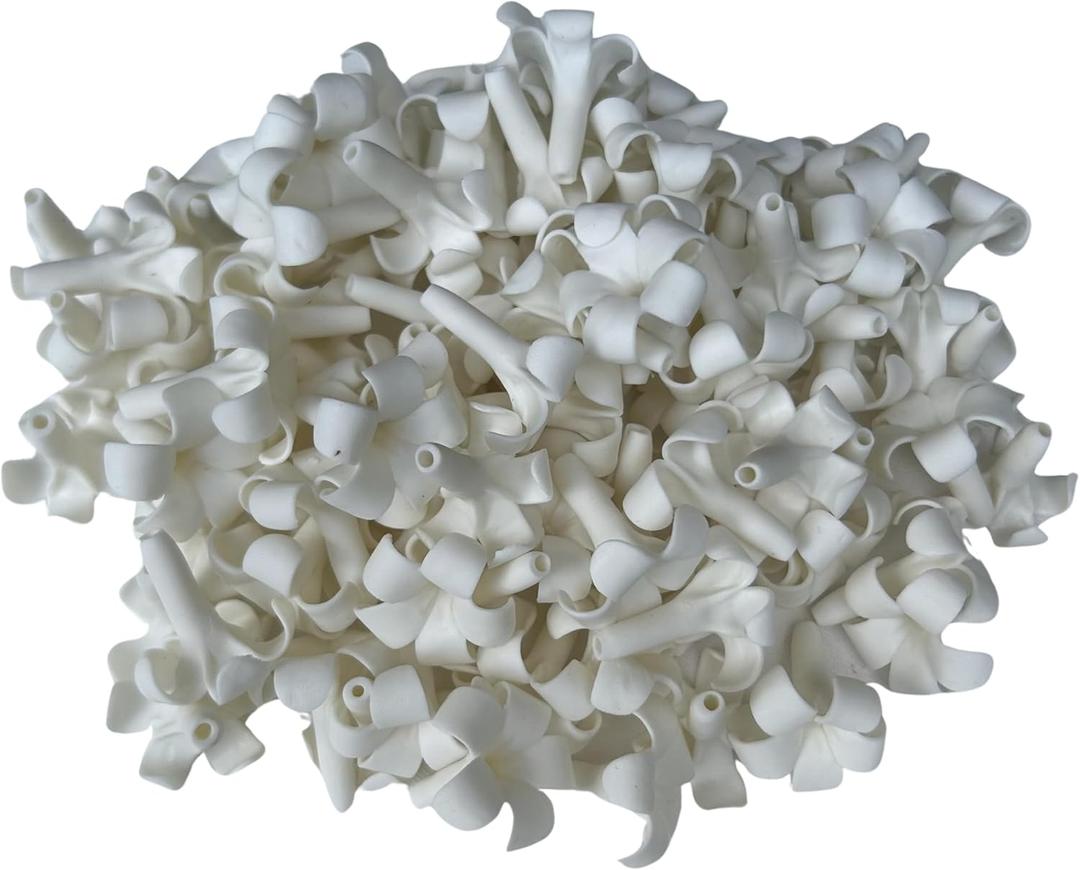 100 PCS Small Puakenikeni Clay Beads (02) for Jewelry Making DIY Craft Supplies (White)