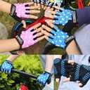 MOREOK Cycling Gloves - Youth Biking Gloves for Boys & Girls - Breathable, Anti-Slip, 3MM Gel Pad - Half Finger, Road & MTB, for Cycling/Training/Outdoor Sports (Medium, Blue)