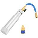 DASBET A/C Oil and Dye Injector with Snap Quick Coupler, 2 OZ Hand Turn Screw-in Air Conditioning Coolant Filling Tube Injection Tool with 1/4 inch SAE Connector for R410A, R134A, R22 and R12