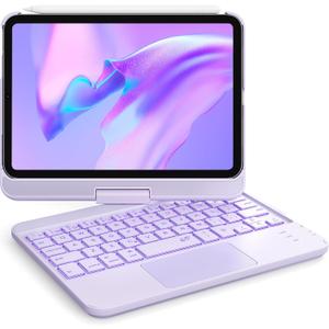 GreenLaw Keyboard Case for iPad mini 7(2024) & Mini 6 (2021) 8.3", Smart Touchpad, 7 Color Backlit, Type-C Rechargeable, 360 Rotate Keyboard Case for iPad mini 7th/6th Generation, Purple