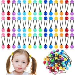 36 Pieces Hair Ties Balls Ponytail Holders Christmas Colorful Twin Bead Ponytail Balls 80s 90s Elastic Hair Accessories Gifts for Baby Kid(12 mm, Colorful)