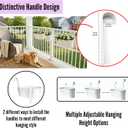 LaLaGreen Outdoor Rail Planter (17 Inch, 3 Pack) Large Porch Railing Planters White Metal Planters Balcony Apartment Hanging Deck Garden Patio Fence Flower Pots Plants Hang Decorations Baskets Pot