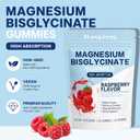 Magnesium Bisglycinate Gummies, with 500mg Magnesium Bisglycinate Chelate Sea Salt Raspberry Fruit Powder, Improve Sleep & Nervous, Relax Muscles, Strengthen Bones, Vegan, 60 Count