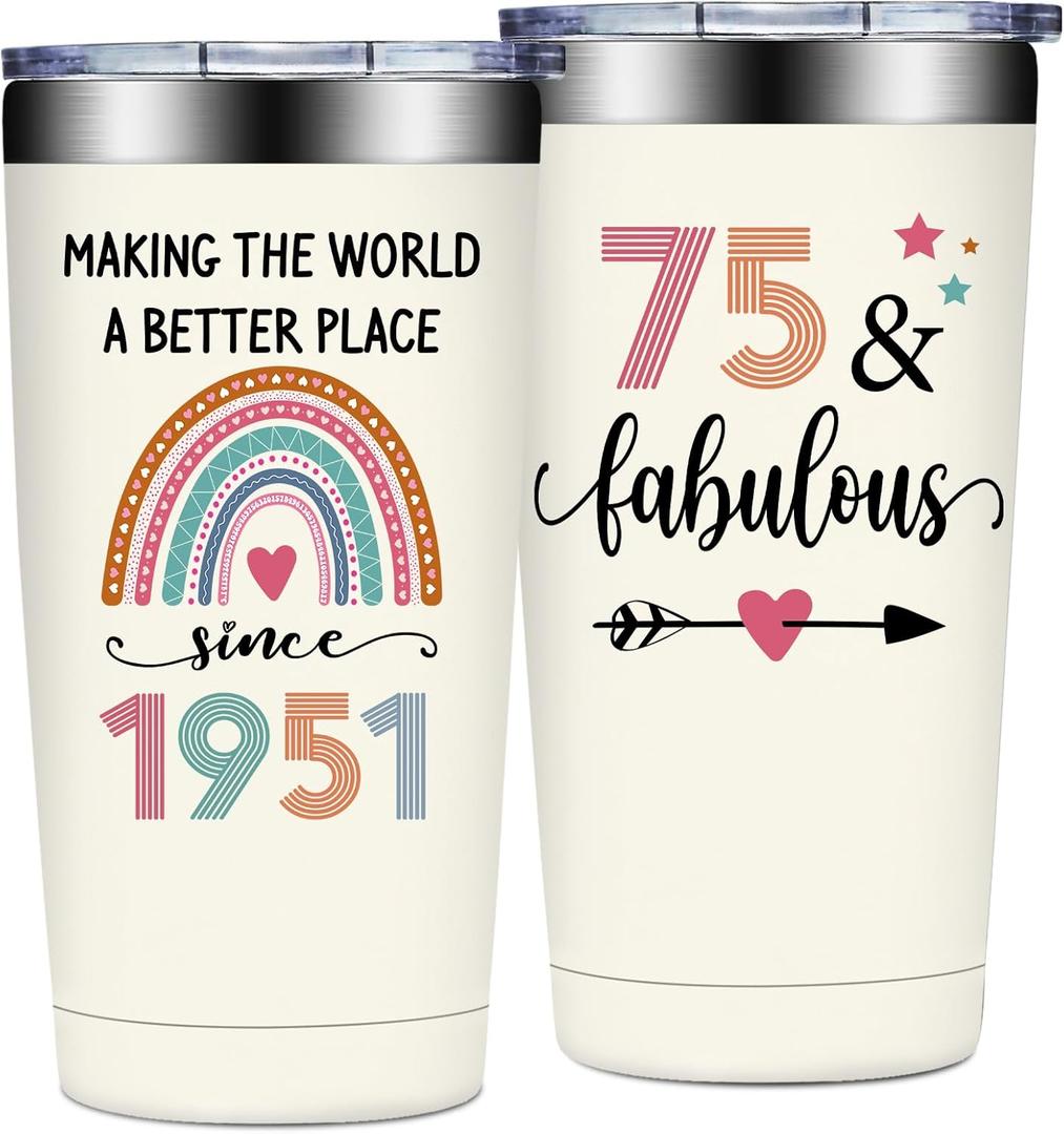 75th Birthday Gifts for Women - 1951 75th Birthday Decorations for Woman - Turning 75 Year Old Gifts for Women - 75 Fabulous Tumbler 20 oz