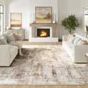 Fmfunctex 9x12 Washable Abstract Area Rug Brown Grey Neutral Modern Large Non Slip Carpet for Living Room Bedroom Soft Low Pile Indoor Mat Accent Throw Rug for Dining Kitchen Office Nursery, Grey Gold