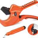 HORUSDY 2-1/2" Ratchet PVC Pipe Cutter for PEX,PVC,PPR and Plastic Hoses, SK5 Steel Blades Ratcheting Pipe Cutter Tool for Home Repairs and Plumbers