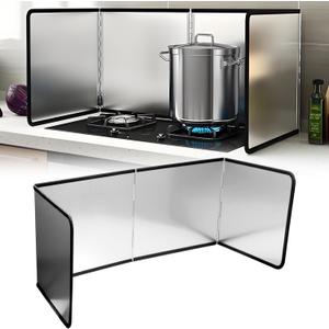 4 Sided Splatter Guard,Foldable Stainless Steel Oil Splatter Screens for Frying,Oil Splash Insulation Board,Nonstick Oil Splatter Guard Stove Insulation Board(L: 30" x W: 11.4" x H: 12")