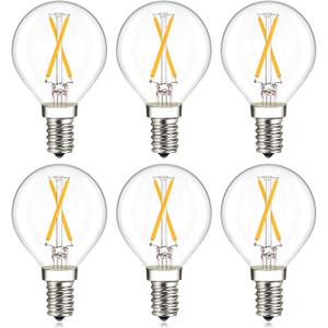 G16.5 LED Bulb E12 G16 1/2 Round LED Candelabra Bulb 25W Equivalent, Soft Warm White 3000K AC120V 200lm 2W G50 LED Globe Bulbs for Ceiling Fan,Chandelier,Vanity Light Bulb, 6 Pack