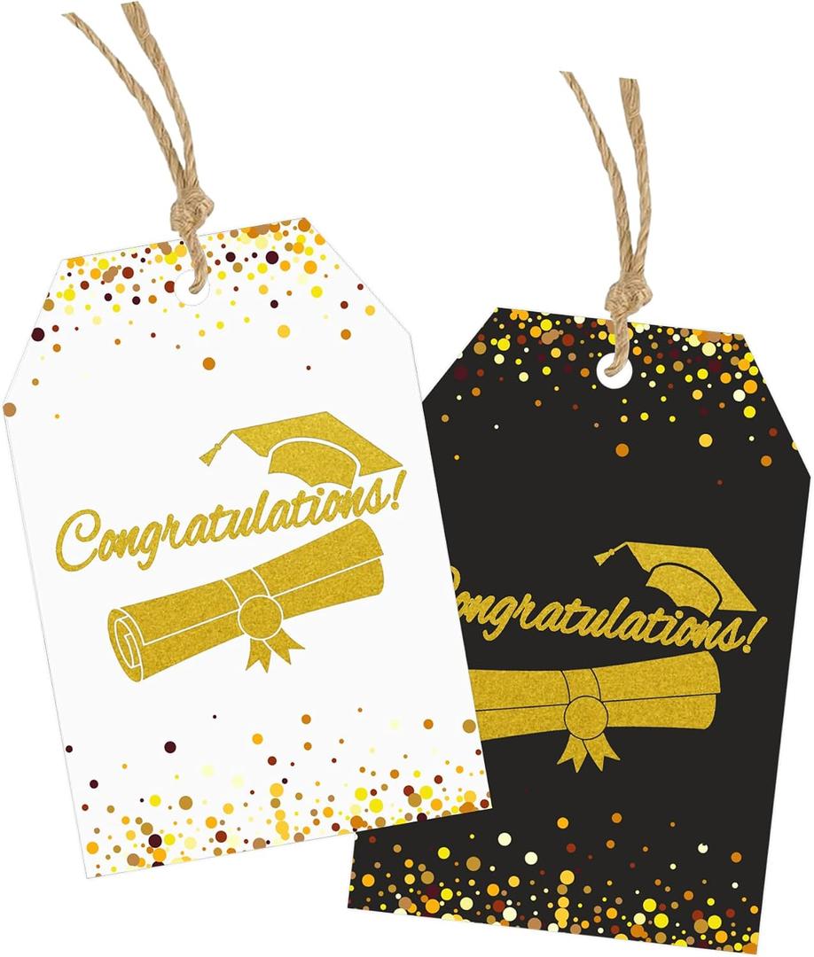 3 x 50 Pcs Class of 2026 Graduation Gift Tags 2x3 inch Hangable Congratulation Gift Tags for College High School Graduation Party Favors(Gold Foil)