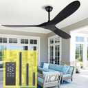 72 Inch Black Ceiling Fan No Light Wood Outdoor Ceiling Fans for Patios Living Room Gazebo Mid Century Modern Exterior Extra Large Waterproof Ceiling Fan without Light with Downrod (Black Blades + Black Body)