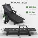 HDPE Outdoor Lounge Chair Set of 2 with Wheels & Cup Holder, Black
