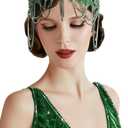 BABEYOND 1920s Flapper Headpiece Roaring 20s Headband Great Gatsby Headband Chain for Women Vintage Hair Accessory (Green)