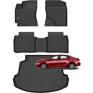 Wailtnb-Floor Mats & Cargo Liner for Toyota Corolla 2014-2019 (Only Sedan Model) Waterproof Durable Easy to Clean All Weather Car Mat Custom Fit Corolla Accessories Black