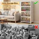 LDQ 136Qt Large Storage Bins with Lids, 4 Tier Stackable Storage Cabinet with Wheels & Clear Doors, Foldable Plastic Closet Organizer for Bedroom, Bathroom & Kitchen