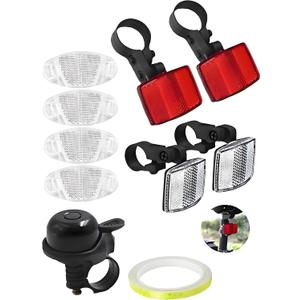 8PCS Bike Front and Rear Reflectors Kit,Bicycle Wheel Spoke Reflectors Kit,with Aluminum Bicycle Bell, Bicycle Bike Bell for Adults Kids,and 1 Rolls High-Visibility Reflective Tape(8m/26.25ft)
