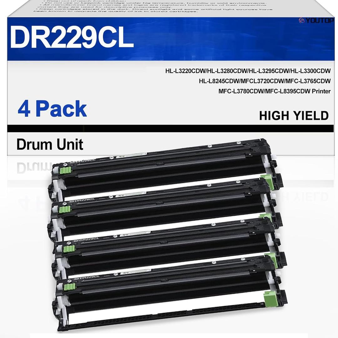 4PK DR229CL DR-229CL Drum Unit DR229 Imaging Unit Replacement for Brother MFC-L8395CDW MFC-L3720CDW MFC-L3780CDW MFC-L3765CDW HL-L3280CDW Printers