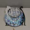 Outdoor Side Table Round Small Mosaic Patio Accent Indoor End Plant Coffee Tea Table for Yard Patio Porch Garden Living Room, Bedroom(Mandala Flower Style,14 Inch)