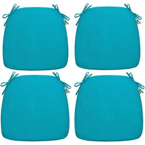 Magpie Fabrics Outdoor/Indoor 17"x16"x2" Chair Cushions with Ties Set of 4, Waterproof All Weather U-Shape Seat Pads Decoration for Patio Garden Furniture Home Office (Teal)
