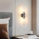 2 Light Bathroom Vanity Light Brushed Nickel, Bathroom Light Fixtures Side Mirror, Vintage Wall Lamp for Bedroom, Modern Bedroom Vanity Lighting Fixtures with Glass Shade