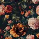 Colorful Floral Peel and Stick Wallpaper Gothic Dark Contact Paper Orange Flower Vintage Wall Mural for Bedroom Bathroom Vinyl Waterproof Self Adhesive Removable Renter Dorm Wall Paper 17.5" x 118"