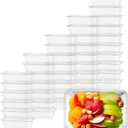 Bokon 100 Pcs Plastic Meal Prep Container with Lid Disposable Clear Lunch Containers Stackable Food Storage Container Box Spill Proof for Salad Snack Microwave Dishwasher Freezer Safe (25 oz)