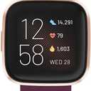 Fitbit Versa 2 Health and Fitness Smartwatch with Heart Rate, Music, Alexa Built-In, Sleep and Swim Tracking, Bordeaux/Copper Rose, One Size (S and L Bands Included)