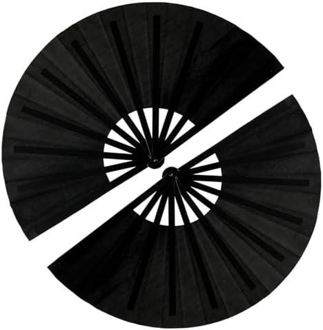 13inch Large Rave Fan Popping Fan Clacking Fans for Line Dancing,Hand Fans for Women Foldable,Boots on The Ground Fan,Portable for Outdoor,Wedding,Party,Decoration(Black, 4 Packs)