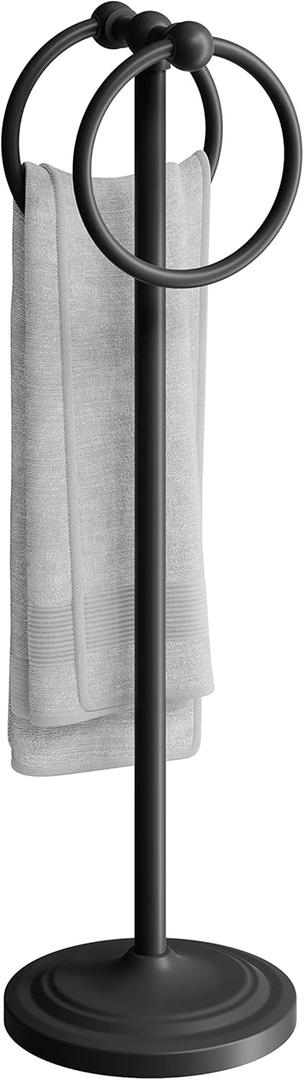 BGL Hand Towel Holder Stand for Bathroom, Hand Towel Stand for Bathroom Counter, Free Standing Towel Racks for Bathroom with Weighted Base,Matte Black