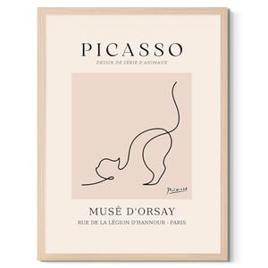 Pablo Picasso Wall Art Cat Canvas Prints Picture Minimalist Wall Decor Picasso Abstract Line Drawing Posters Framed Artwork for Living Room Bedroom Nursery Home Office Decoration Gifts, 12x16 Inch