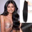 PANEWAY Butterfly Hair Extensions Human Hair 100% Real Remy, Seamless Double Weft Layered Extensions for Volume & Length Lightweight, Natural-Looking,Dyeable & Heat-Friendly(1B,Soft Black,20Inch)