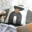 Boho Geo Accent Throw Pillow Covers Tribe Modern Round Arched Geometric Decorative Abstract Pillowcase for Bed Couch Living Room,1 Set of 18x18,Brown and Black