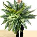UV Artificial Ferns for Outside, Artificial Ferns for Outdoors Large, Boston Fern Artificial Plants UV Resistant, 28/38/60/88 Leaves Hanging Artificial Fern for Porch Window Home (1, 28 Leaves)