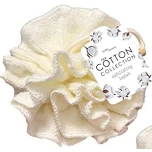 Cotton Collection Exfoliating Shower Pouf, 1 Pack, White