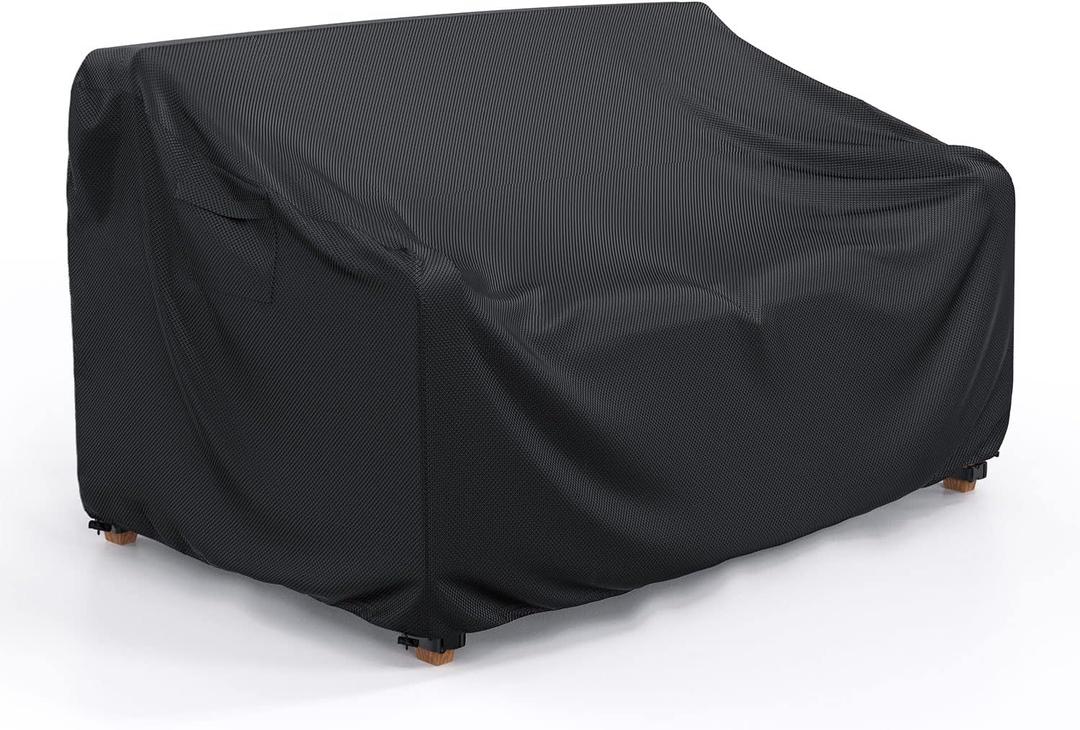 Patio Sofa Cover Waterproof - Heavy Duty 2-Seater Outdoor Couch Cover Patio Furniture Covers with Air Vent and Handles, 60" L34" D30" H, Black