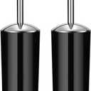 Toilet Brush and Holder Set of 2 | Great Value 2-Pack for Multiple Bathrooms | Sturdy Reinforced Handle for Durability | Discreet Enclosed Caddy | 360 Deep Cleaning Bristles | (Black)
