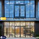 One Way Privacy Film, Window Tint for Home,Daytime Reflective, Anti UV Static Cling Sliding Door Coverings No Glue Garage Solar Paper (Silver-Leaves, 35.4X 78.7 in)