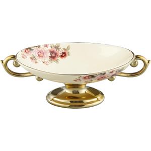 fanquare Floral Footed Fruit Bowl for Party, Fruit Holder for Kitchen Countertop, Decorative Bowls for Centerpieces (Round bottom)