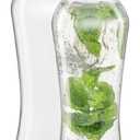 JoyJolt Glass Water Bottles - 2pc Set, 32 oz/1 Liter, Clear Glass with Stainless Steel Lids, Leakproof, Ideal for Juicing or Iced Tea