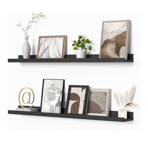 Heimlove Picture Ledge Shelf, Floating Shelves Set of 2, 36 Inches Picture Shelf for Wall with Ledge, Kids Bookshelf Wall Mounted for Living Room Bedroom Decor Books Photo Frames - Black
