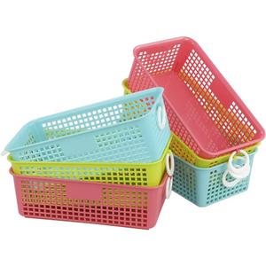 Plastic Office Desktop Storage Basket, 6 Packs Small Colored Baskets