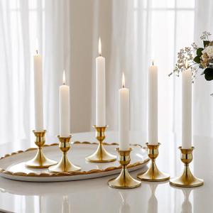 6 Pieces Gold Taper Candle Holders, Brass Candlestick Holders Vintage Metal for Table Centerpieces Wedding Christmas Decor