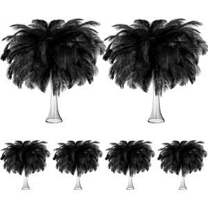 Tigeen 200 Pcs Ostrich Feathers Bulk, 12-14 Inch Large Natural Ostrich Feathers Plumes for Wedding Party Centerpieces DIY Crafts Vase Decorations (Black)