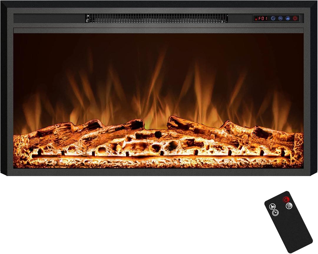 Electric Fireplace, 50" Electric Fireplace Inserts, Recessed Fireplace Heater with Remote Control, Adjustable Flame Colors, Timer&Overheating Protection, 750/1500W