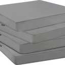 Favoyard Outdoor Chair Cushions 19"W x 19"D x 2"T Set of 4 Patio Chairs Cushions 3-Year Fade Resistant & Waterproof Cushions for Outdoor Furniture with Hidden Zipper, Attach Straps for Dining Chairs (Gray)