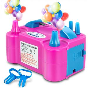 Anordsem Electric Balloon Air Pump: Polypropylene Plastic Case with Dual Nozzle - Quick Inflating for All Balloons at Home - Blower Machine Knotter/Ribbon for Parents Party DIY Decoration (Rose Red)