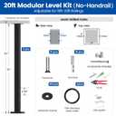 Muzata 16-20FT Modular Black Cable Railing Kit 36 Inch 5 Level Post Kit Complete Set Cable Railing System for Decks Length Adjustable Easy DIY with Paper User Guide (No Handrail) RW17